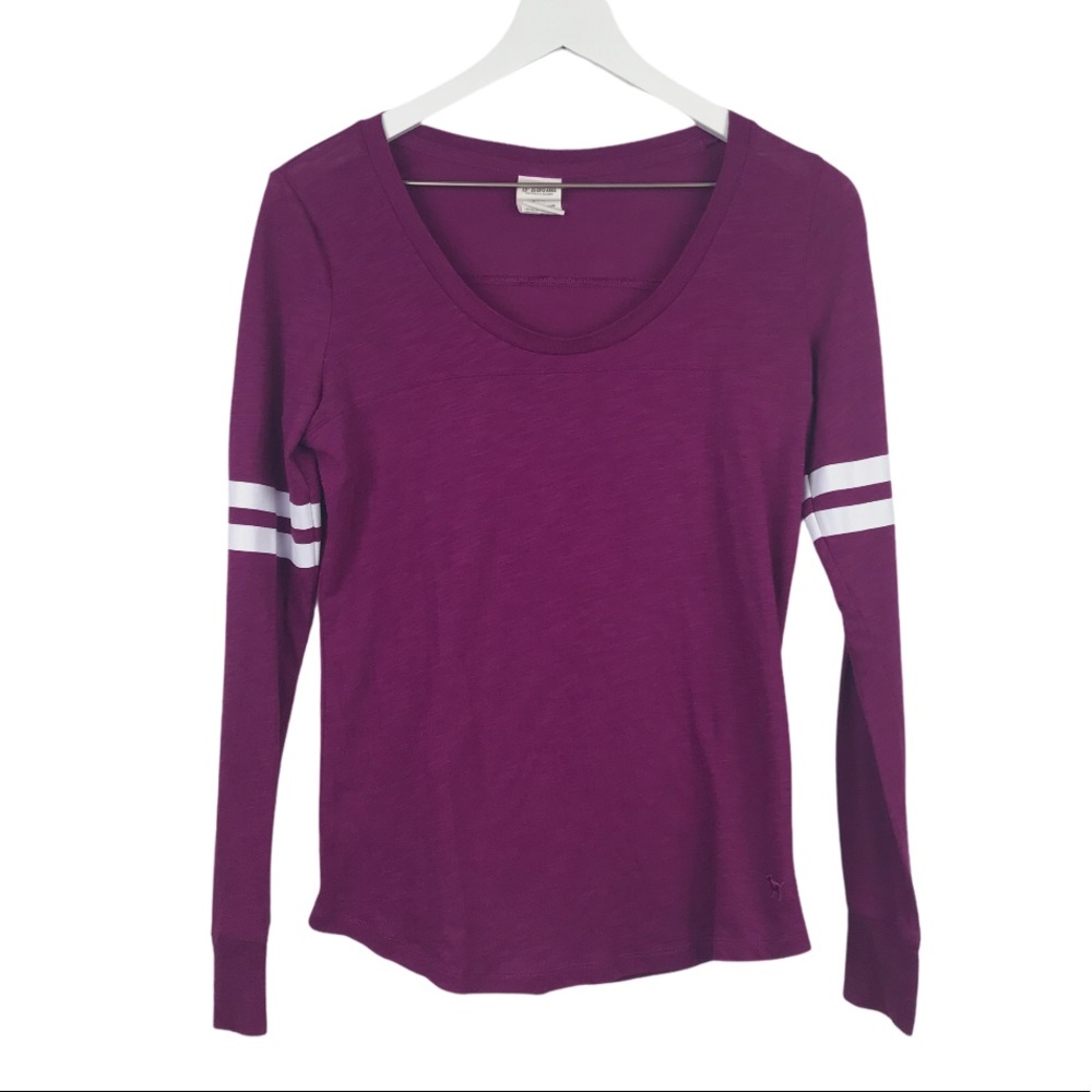 Victoria’s Secret Scoop Neck Plum Purple White Stripe Arms Women Sz S